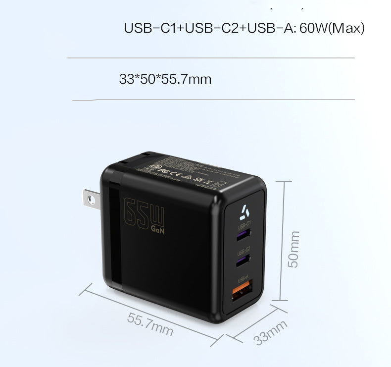 3-Port 65W Wall Charger W/ETL Certification