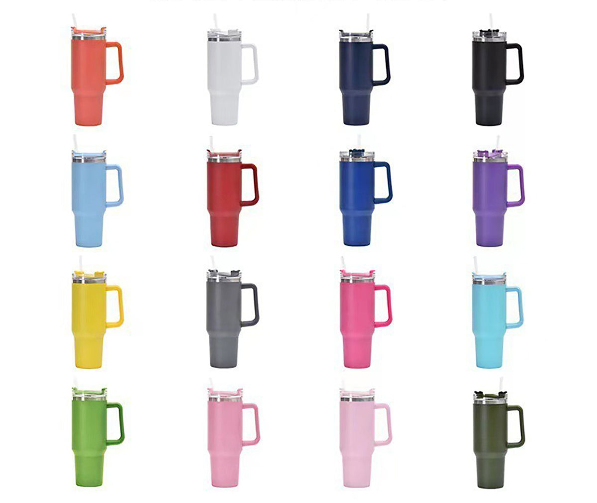 40 Oz/1200ml Car Tumbler Insulated Stainless Steel Water Bottle With Handle & Lid & Straw
