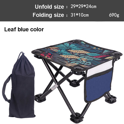 Portable Oxford Folding Stool Camping Outdoor Chairs W/Side Pocket & Carrying Bag