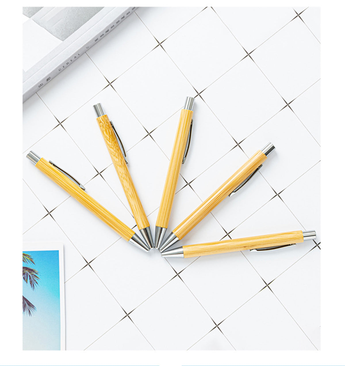 Bamboo Pen Retractable Ballpoint Pen With Black Ink