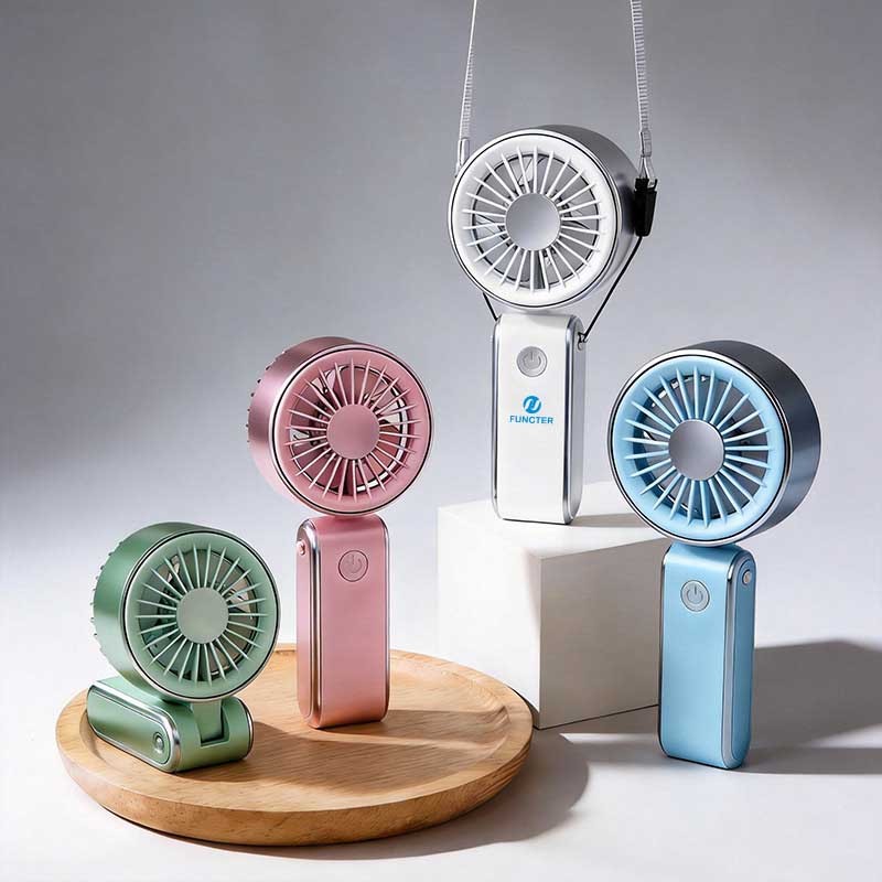 Folding Summer Mini Handheld Rechargeable Portable Fan W/ Layards