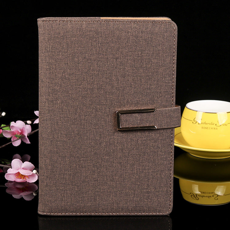Cloth Grain PU Leather/A5 Notepad W/A Pen Hold & Card Holder