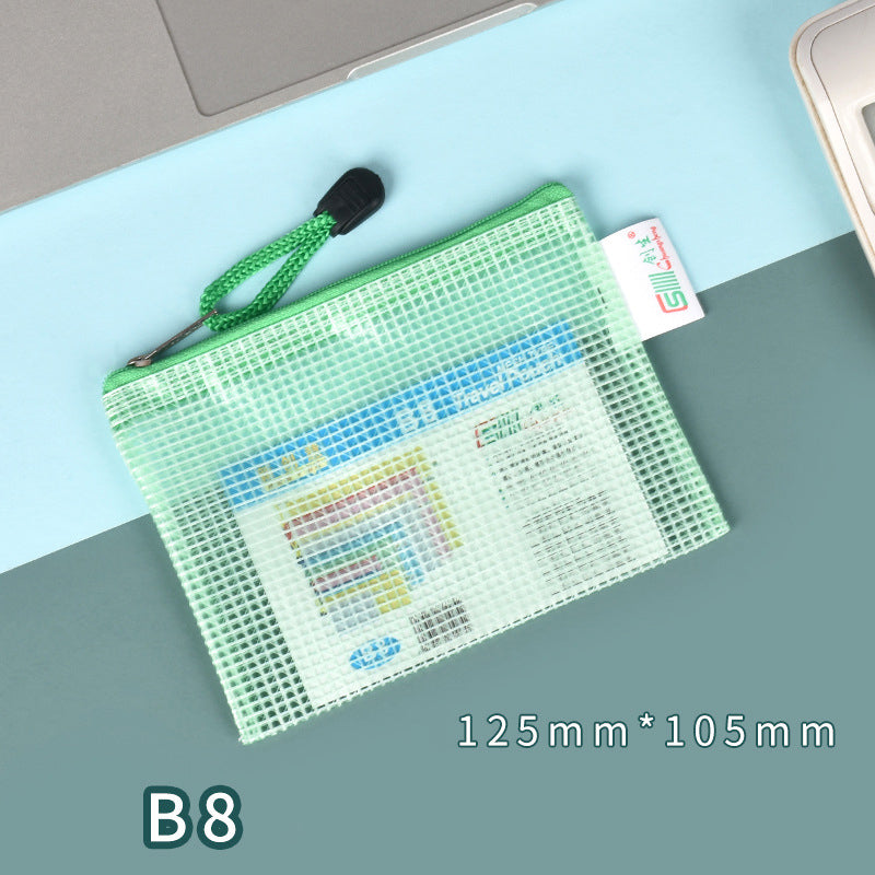 B8 Size Mesh Zipper Pouch Document Holder Bag File Document Pouch For School Office