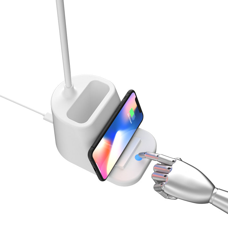 Eye Caring LED Dimmable Desk Lamp Pen Holder With Wireless Charger