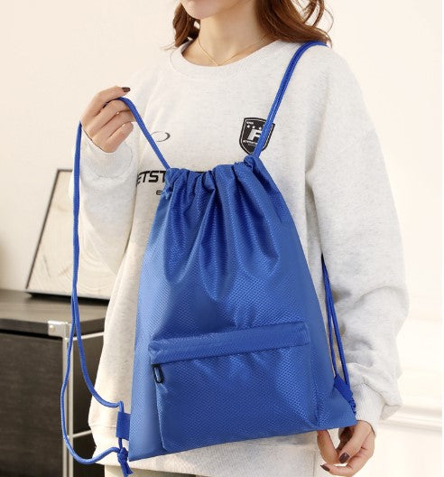 Oxford Drawstring Gym Bag W/ Zipper Pocket