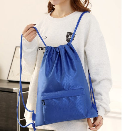 Oxford Drawstring Gym Bag W/ Zipper Pocket
