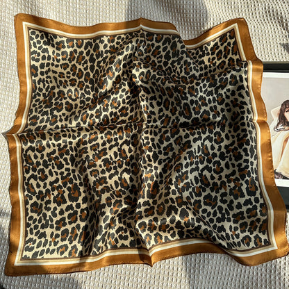 Custom 21" x 21" Leopard Print 100% Silk Bandana Hair Wrap