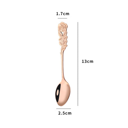 Coffee Spoons Stainless Steel Rose Handle Teaspoons Durable Dessert Spoons