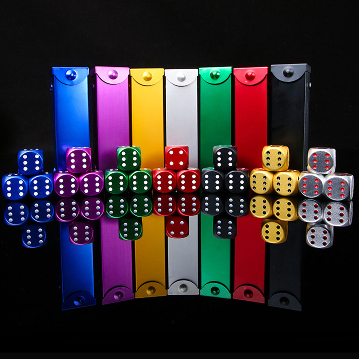 Portable Aluminum Alloy 5 Pcs Dice Game Set w/ Metal Container
