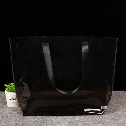 15.8x12" PVC Transparent Waterproof Tote Bag Clear Shoulder Bag For Shopping Outdoors