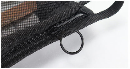 Non-waterproof Lace Toiletry Pouch Bag Mesh Makeup Bag Transparent Pouch(Large)