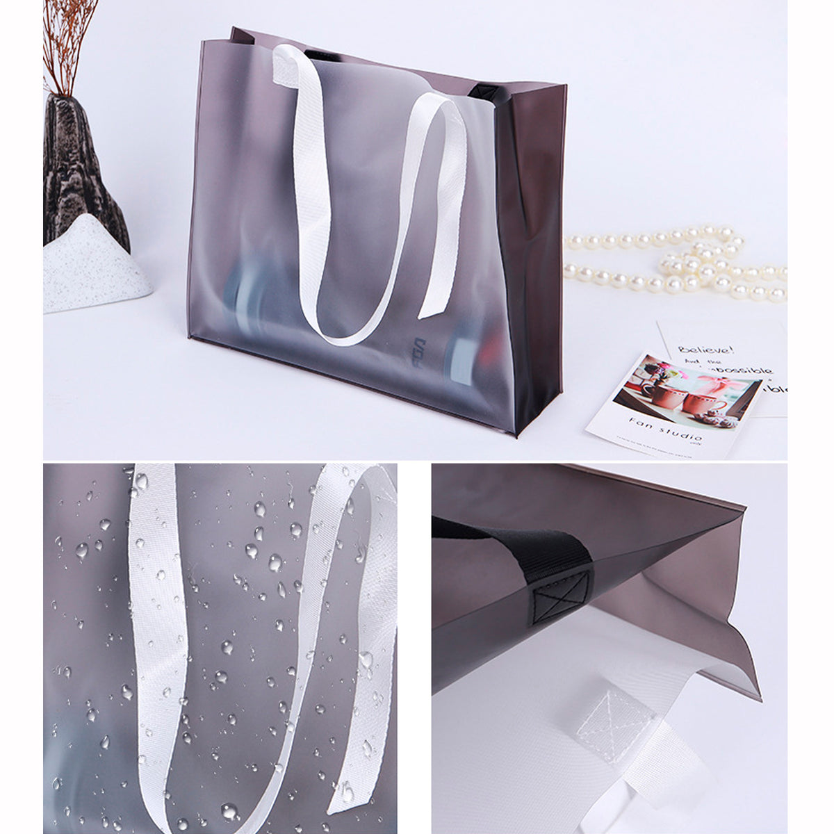 13.79 X11.43" Clear & Frosted PVC Tote Bag for Shopping