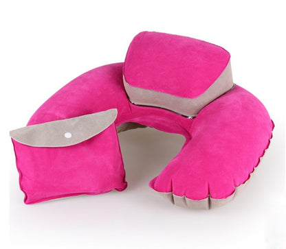 Inflatable PVC flocked U Shape Pillow