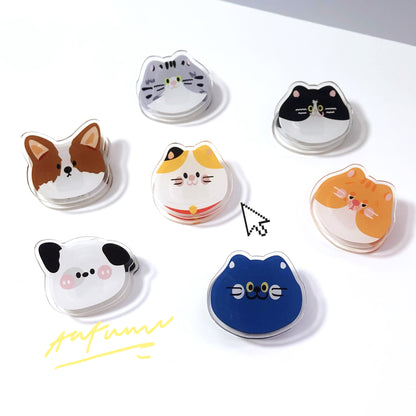 Cute Cat Shaped Acrylic Album Memo Clip Bag Binder Sealing Clip Food Bag Clamp-Two Sides Imprint