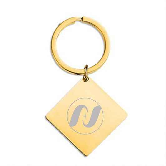 30 x 30 x 2 mm Gold Square Tag Keychain