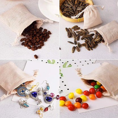 Custom 4" X 5.9" 8 Oz Flat Top Linen Cloth Drawstring Bags Jewelry Wedding Candy Gift Bags