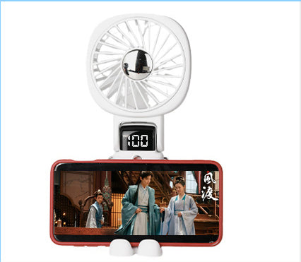 Rechargeable Mini Fan Handheld Fan Neck Fan With Battery Display Phone Stand With Lanyard