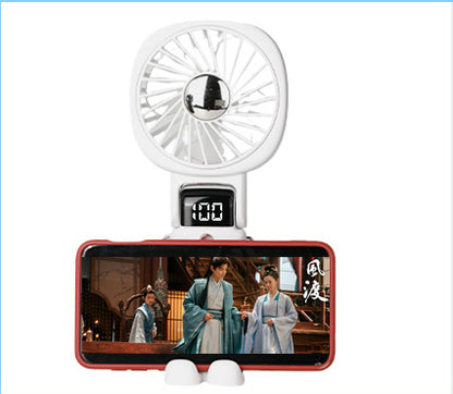 Rechargeable Mini Fan Handheld Fan Neck Fan With Battery Display Phone Stand With Lanyard