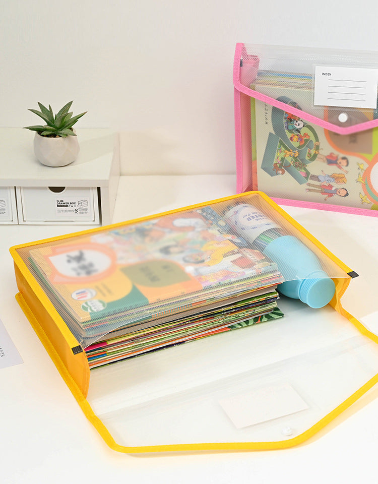 Colorful A4 Document Folder Plastic Envelope File Envelope W/ Snap Button Closure & Label Slot