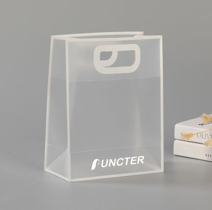 Custom Clear Tote Bag with Handle, Transparent PVC Reusable Gift Wrap Bag (L)