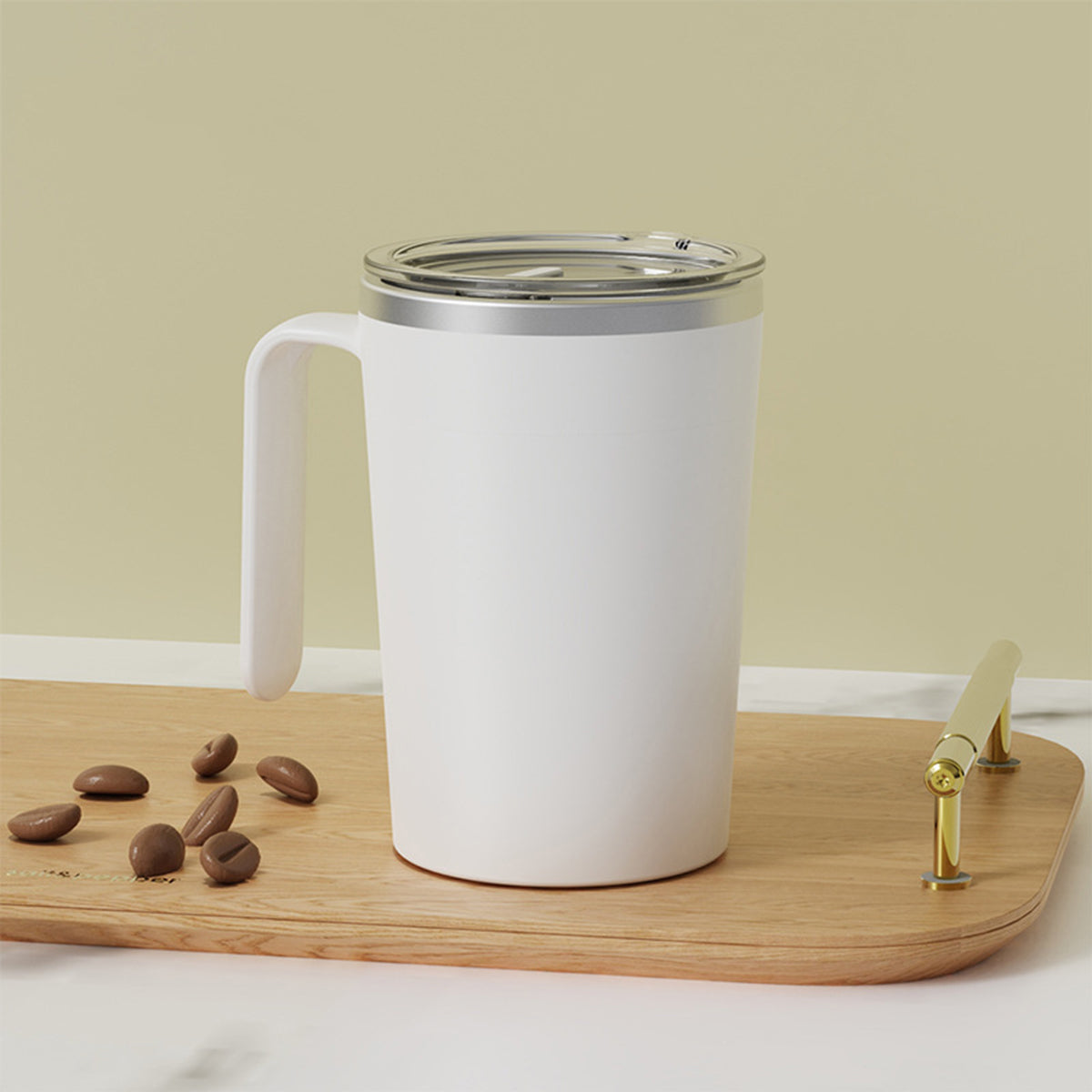 12 Oz. Stainless Steel Coffee Automatic Stirring Cup Coffee Mug Handle Cup