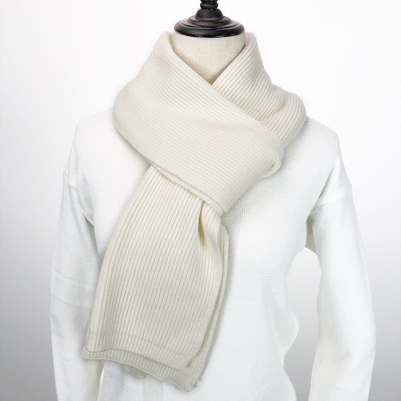 Unisex Long Knitted Plain Scarf - Warm Autumn And Winter Scarf - Tightly-Knitted Core Spun Yarn Scar