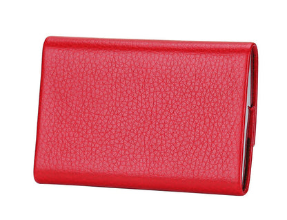 Business Card Cases PU Leather Name Card Holders Stainless Steel Multi Card Holders for Men Women
