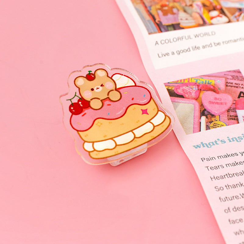 Cake Shaped Acrylic Album Memo Clip Bag Binder Sealing Clip Food Bag Clamp-Two Sides Imprint