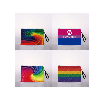 Rainbow Pattern Zipper Letter Polyester Bag 7 x 11"