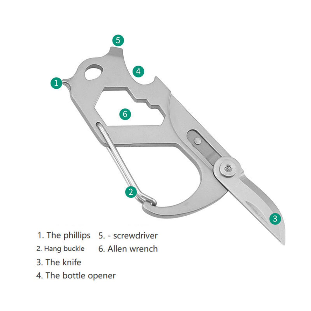 Stainless Steel Carabiner Snap hook Wire Gate Multi Tool