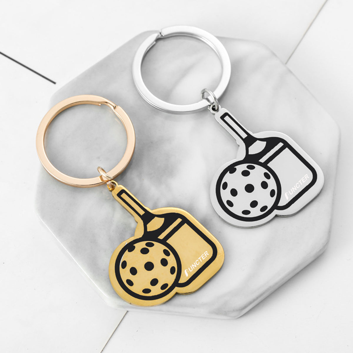 Mini Stainless Steel Pickleball Paddle KeyChains Bag Pendant