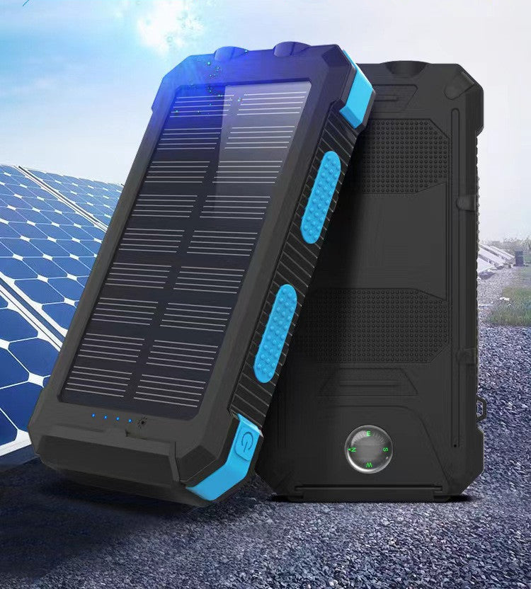 10000mAh Solar Dual Port Water Resistant Power Bank W/ 2 LED Lights