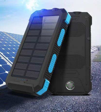 10000mAh Solar Dual Port Water Resistant Power Bank W/ 2 LED Lights