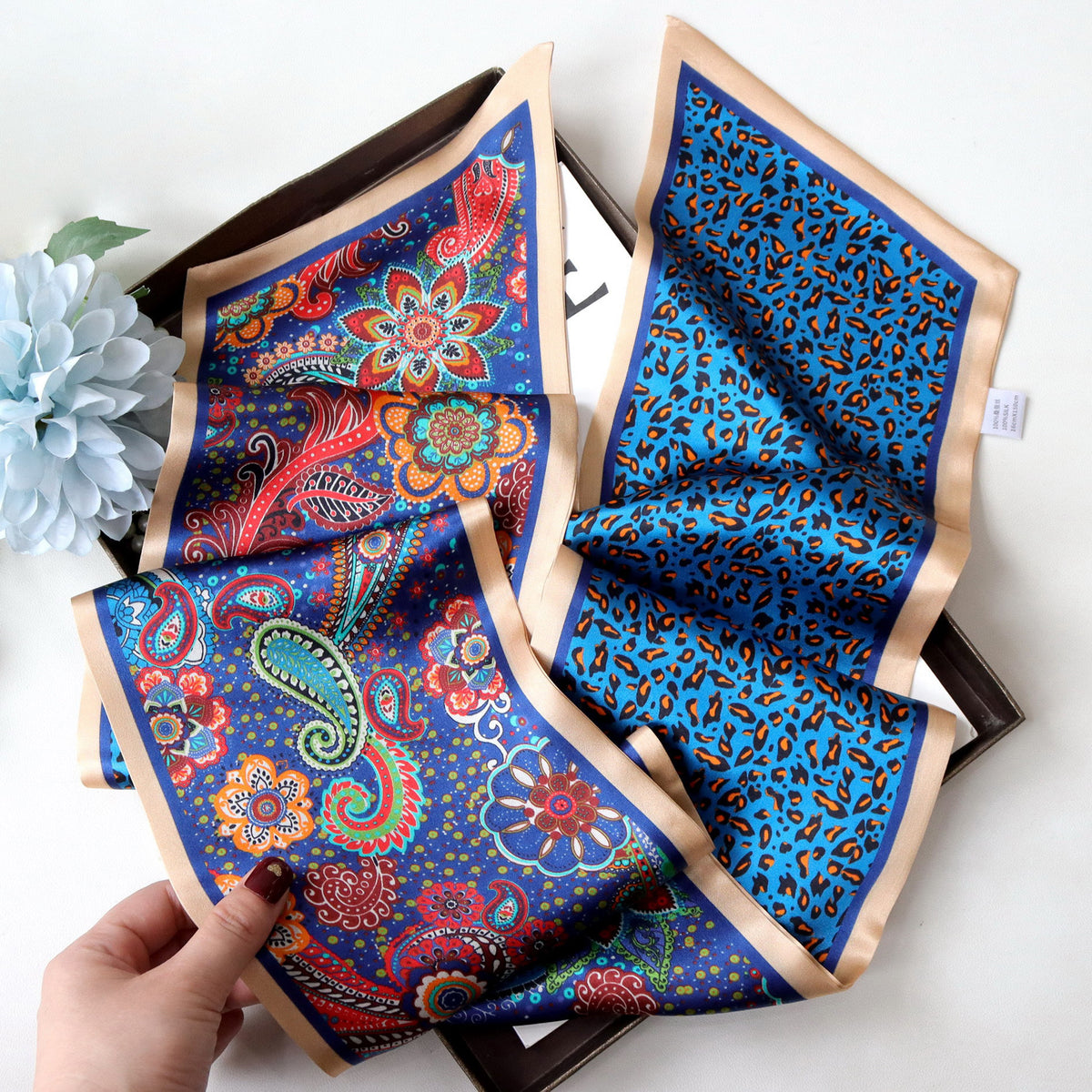 Custom 5.9" x 57" 100% Silk Long Scarf Double Sides Silk Hair Wrap