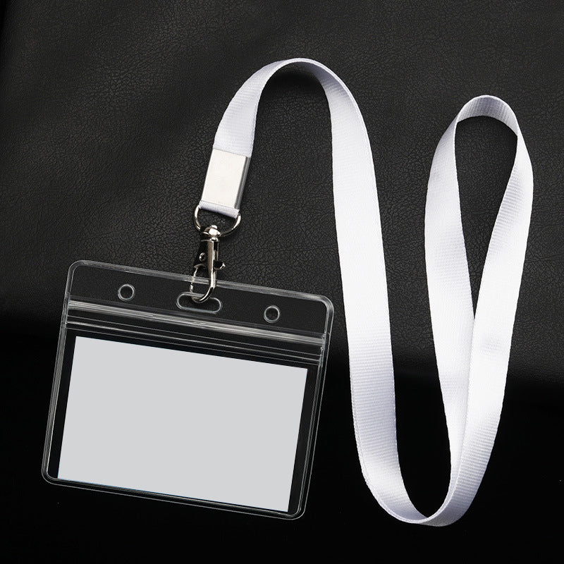 PVC Badge Holder Transparent Badge Holder Horizontal ID Holder Employee Card Holder With Lanyard