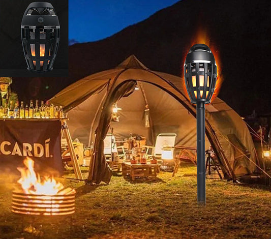 Outdoor LED Flame Atmosphere Lamp Wireless Speaker W/A Pole