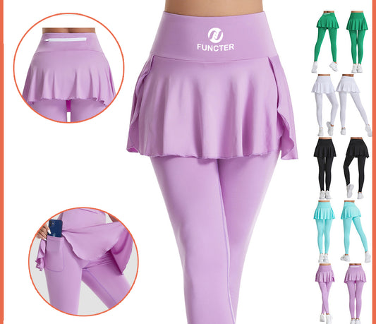 Skirted Legging for Women, Yoga Legging with Skirts & Women Tennis Leggings Clothes Pockets