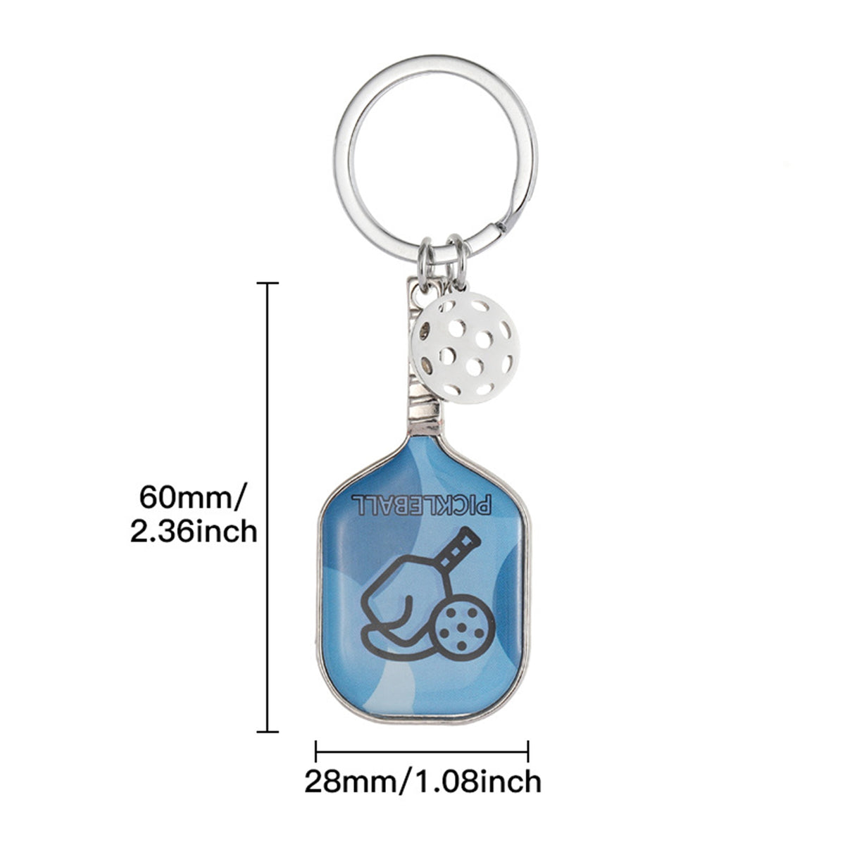 Mini Metal Pickleball Pat Keychain Sport Keyring