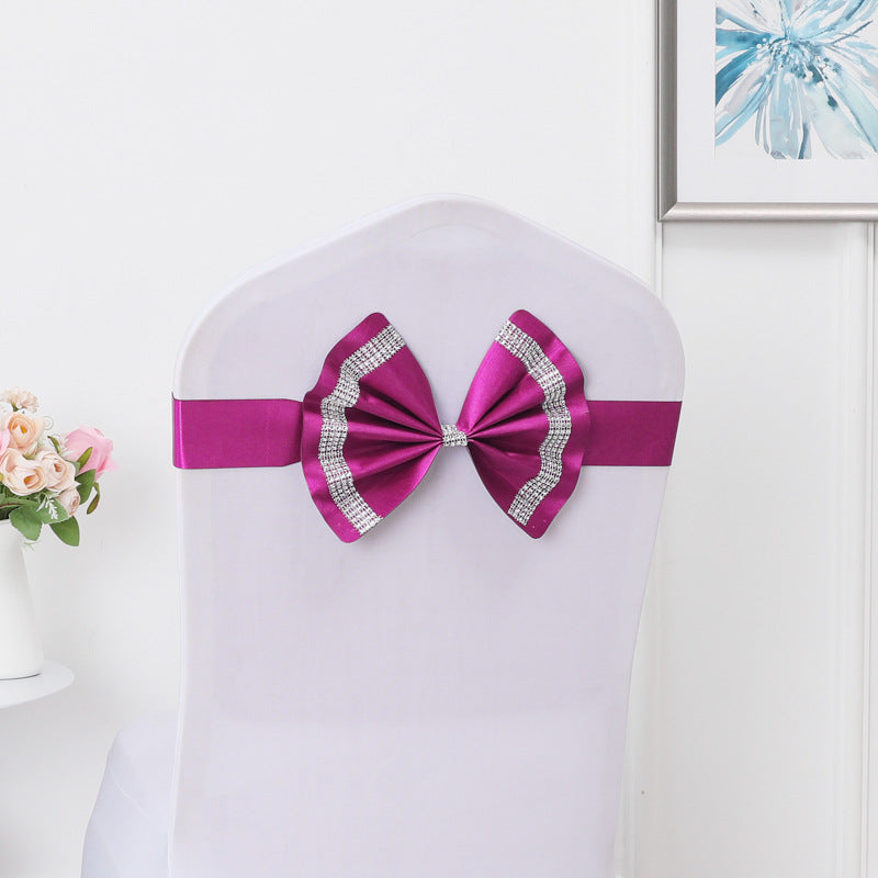 #3 Bronzing Color Chair Back Flower Chair Sashes Bow Satin Bowknot Stretchy Bands Chair Bowknot