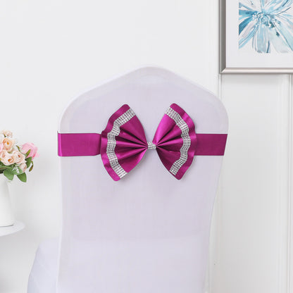 #3 Bronzing Color Chair Back Flower Chair Sashes Bow Satin Bowknot Stretchy Bands Chair Bowknot