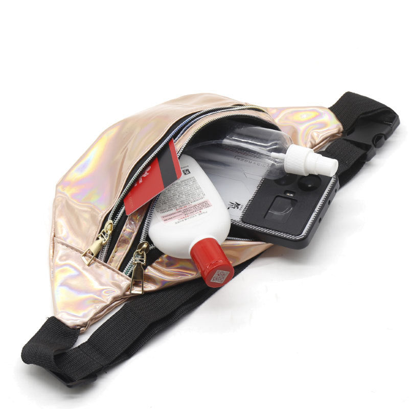 Waterproof Holographic Fanny Pack Shiny Waist Pack Luminous Waist Bag