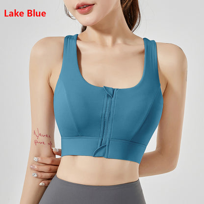 Women's Yoga Sports Bra Zipper Bra Pilates Clothing Strappy Bralette Bra Running Vest Athletic Shirt