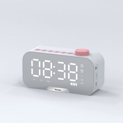 2000 mAh Digital LED Mirror Radio Alarm Clock Wireless Speaker W/Knob And Phone Bracket