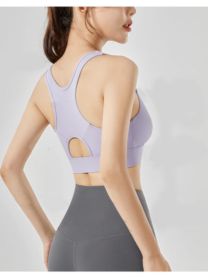 Women's Yoga Sports Bra Zipper Bra Pilates Clothing Strappy Bralette Bra Running Vest Athletic Shirt