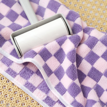 Microfiber Checkerboard Plaid Hair Towel Warp Hair Shower Cap Quick Dry Hair Turban with Button