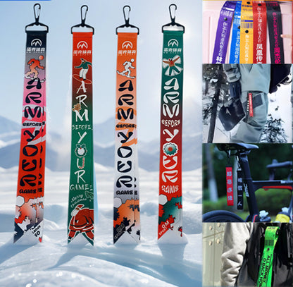 Custom 1.97"W x 15.8"L Polyester Ski ID Ribbon Tag Bicycle Pendant
