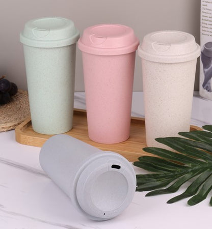 18.3 Oz. Wheat Straw Fiber Tumbler Unbreakable Drinking Cup W/Lid