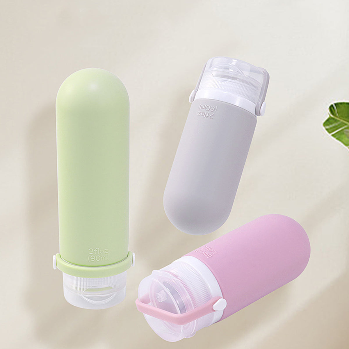 2 OZ Travel Bottles Set For Toiletries, Silicone Travel Shampoo and Conditioner Bottles (4 Pcs Set)