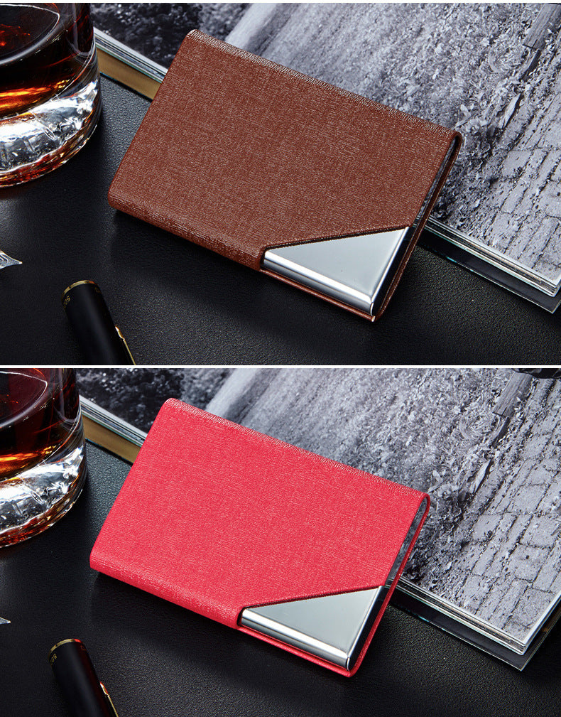 Business Card Cases PU Leather Name Card Holders Stainless Steel Multi Card Holders for Men Women