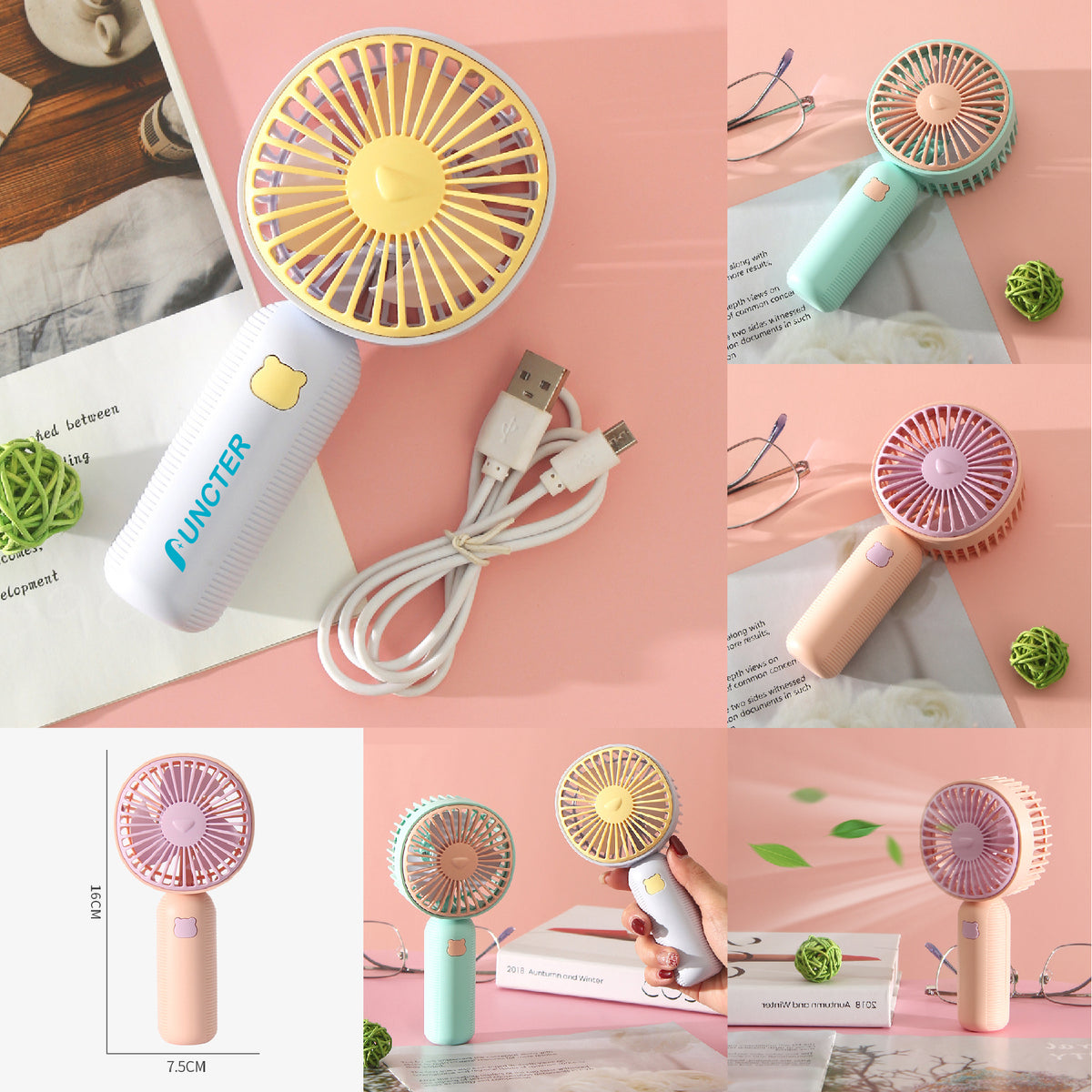 Rechargeable Mini Handheld Fan Desktop Fan Cute Cat Fan
